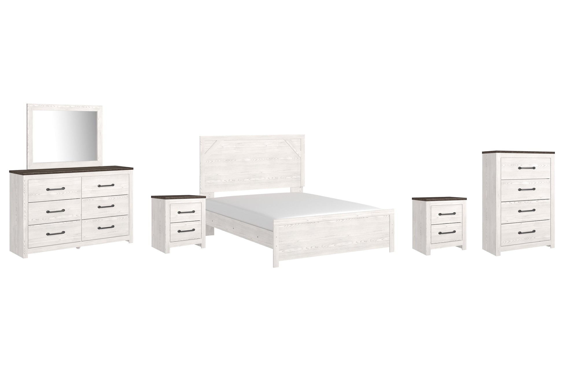 Gerridan Queen Panel Bed with Mirrored Dresser, Chest and 2 Nightstands Rent Wise Rent To Own Jacksonville, Florida