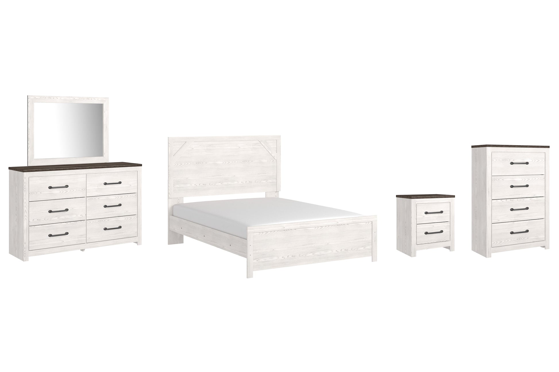 Gerridan Queen Panel Bed with Mirrored Dresser, Chest and Nightstand Rent Wise Rent To Own Jacksonville, Florida