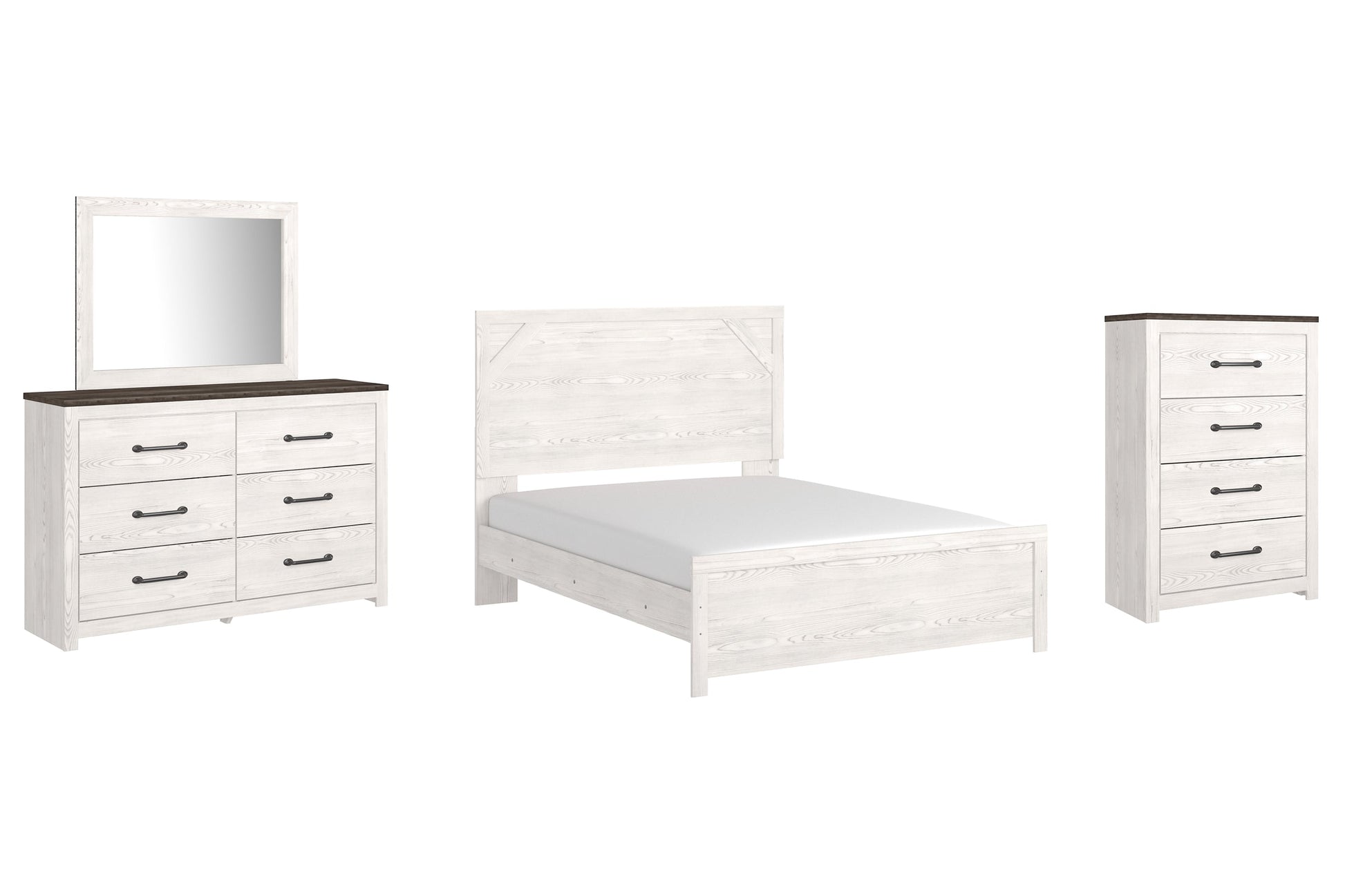 Gerridan Queen Panel Bed with Mirrored Dresser and Chest Rent Wise Rent To Own Jacksonville, Florida