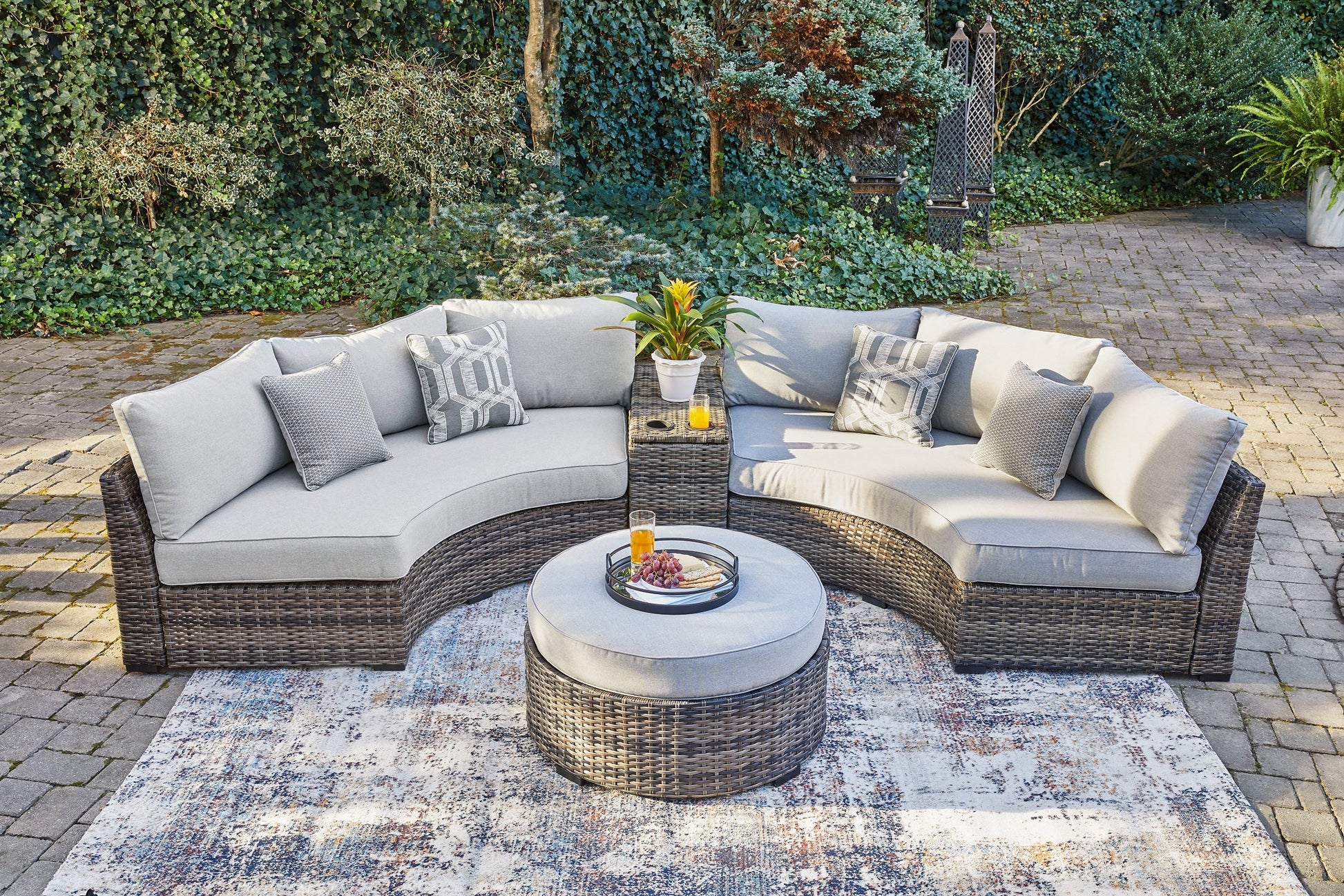 Harbor Court 3-Piece Outdoor Sectional with Ottoman Rent Wise Rent To Own Jacksonville, Florida