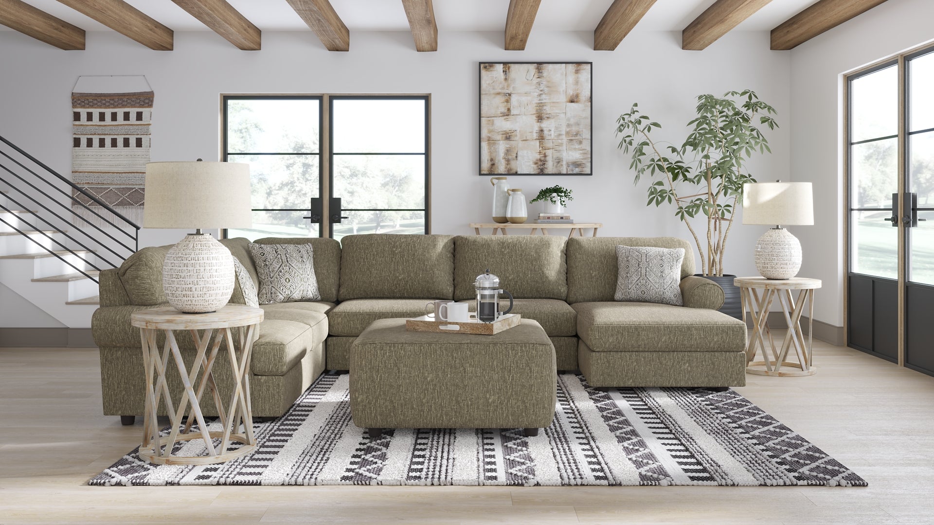 Hoylake 3-Piece Sectional with Ottoman Rent Wise Rent To Own Jacksonville, Florida