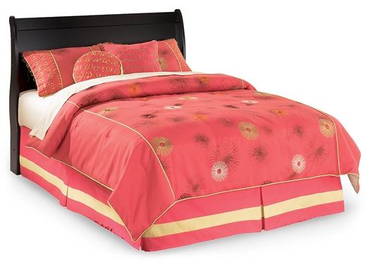 Huey Vineyard Full Sleigh Headboard with Mirrored Dresser, Chest and 2 Nightstands Rent Wise Rent To Own Jacksonville, Florida