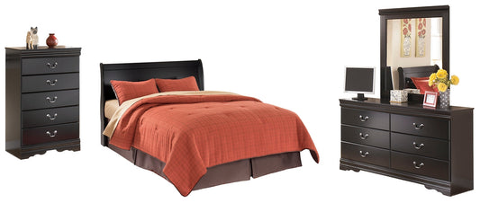 Huey Vineyard Queen Sleigh Headboard with Mirrored Dresser and Chest Rent Wise Rent To Own Jacksonville, Florida