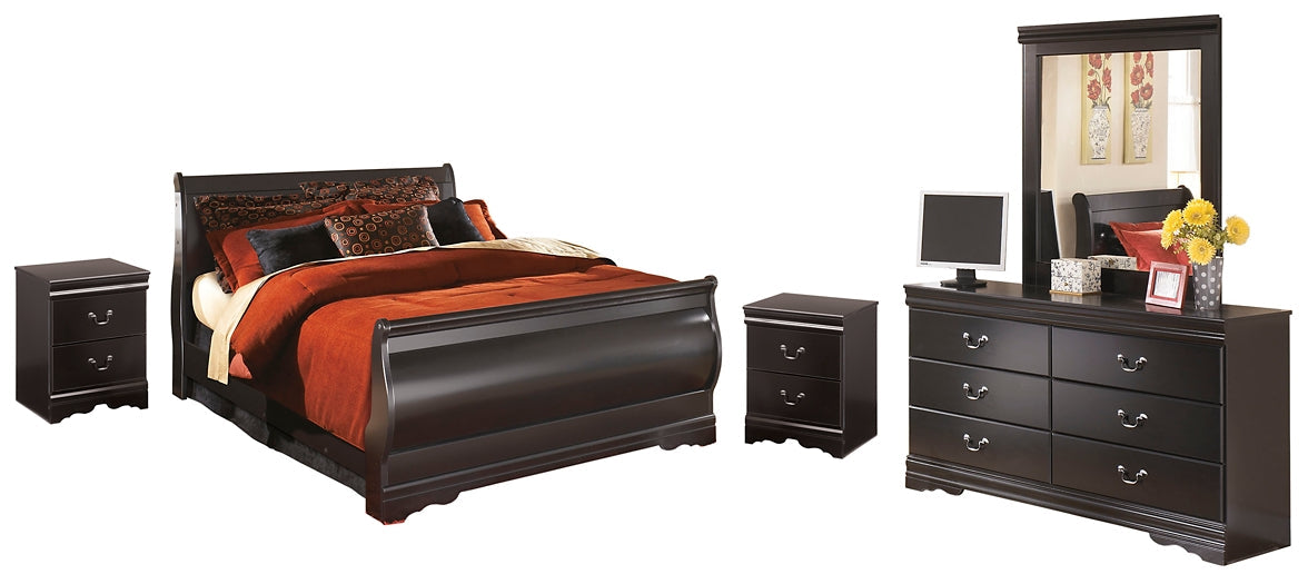 Huey Vineyard Twin Sleigh Bed with Mirrored Dresser and 2 Nightstands Rent Wise Rent To Own Jacksonville, Florida