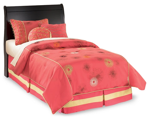 Huey Vineyard Twin Sleigh Headboard with Mirrored Dresser and 2 Nightstands Rent Wise Rent To Own Jacksonville, Florida