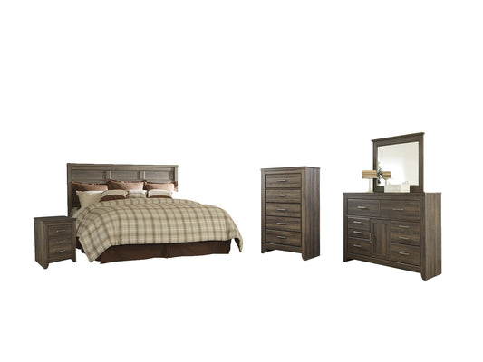 Juararo King/California King Panel Headboard with Mirrored Dresser, Chest and Nightstand Rent Wise Rent To Own Jacksonville, Florida