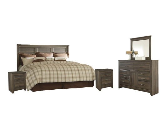 Juararo King/California King Panel Headboard with Mirrored Dresser and 2 Nightstands Rent Wise Rent To Own Jacksonville, Florida