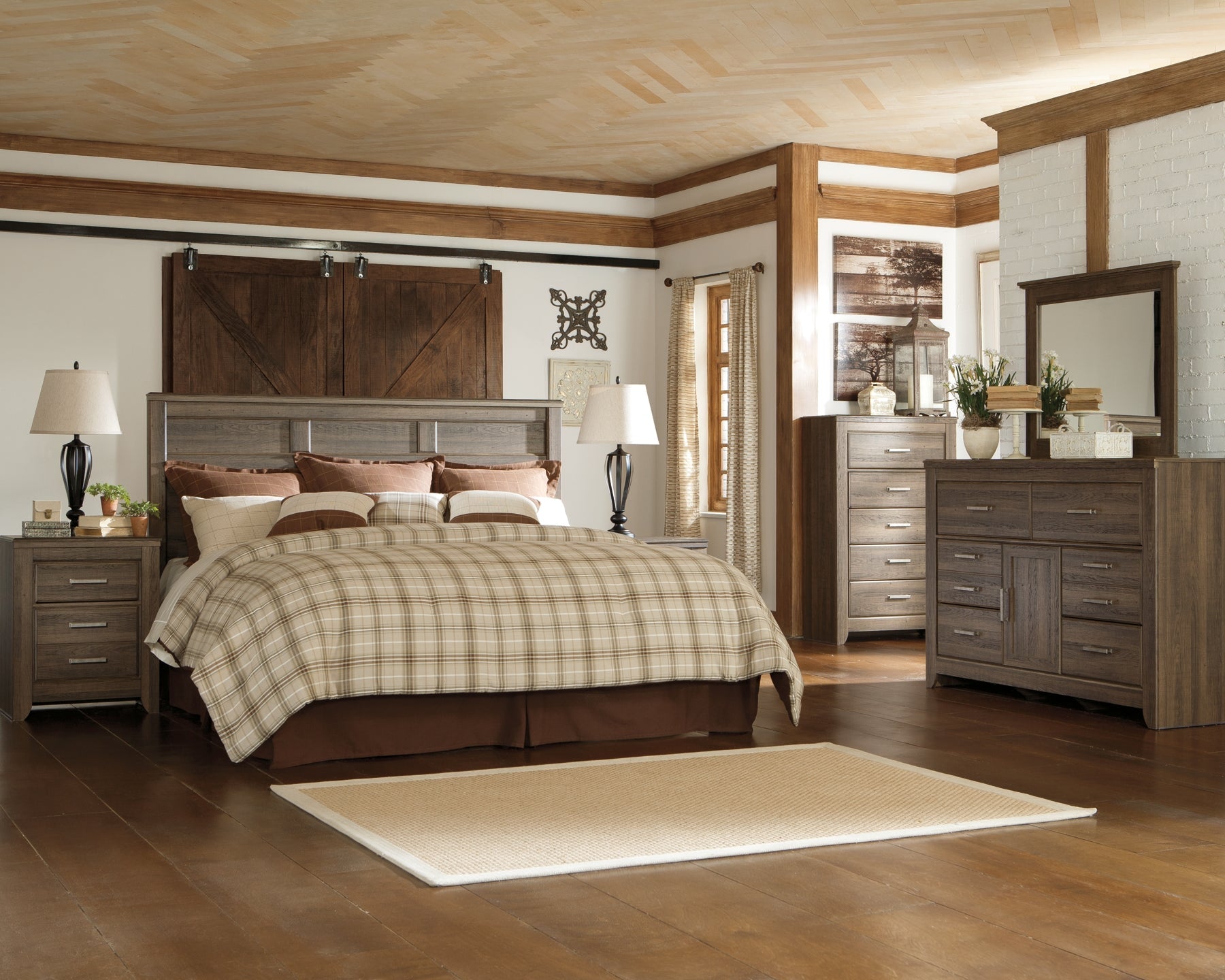 Juararo King Panel Bed with Mirrored Dresser Rent Wise Rent To Own Jacksonville, Florida