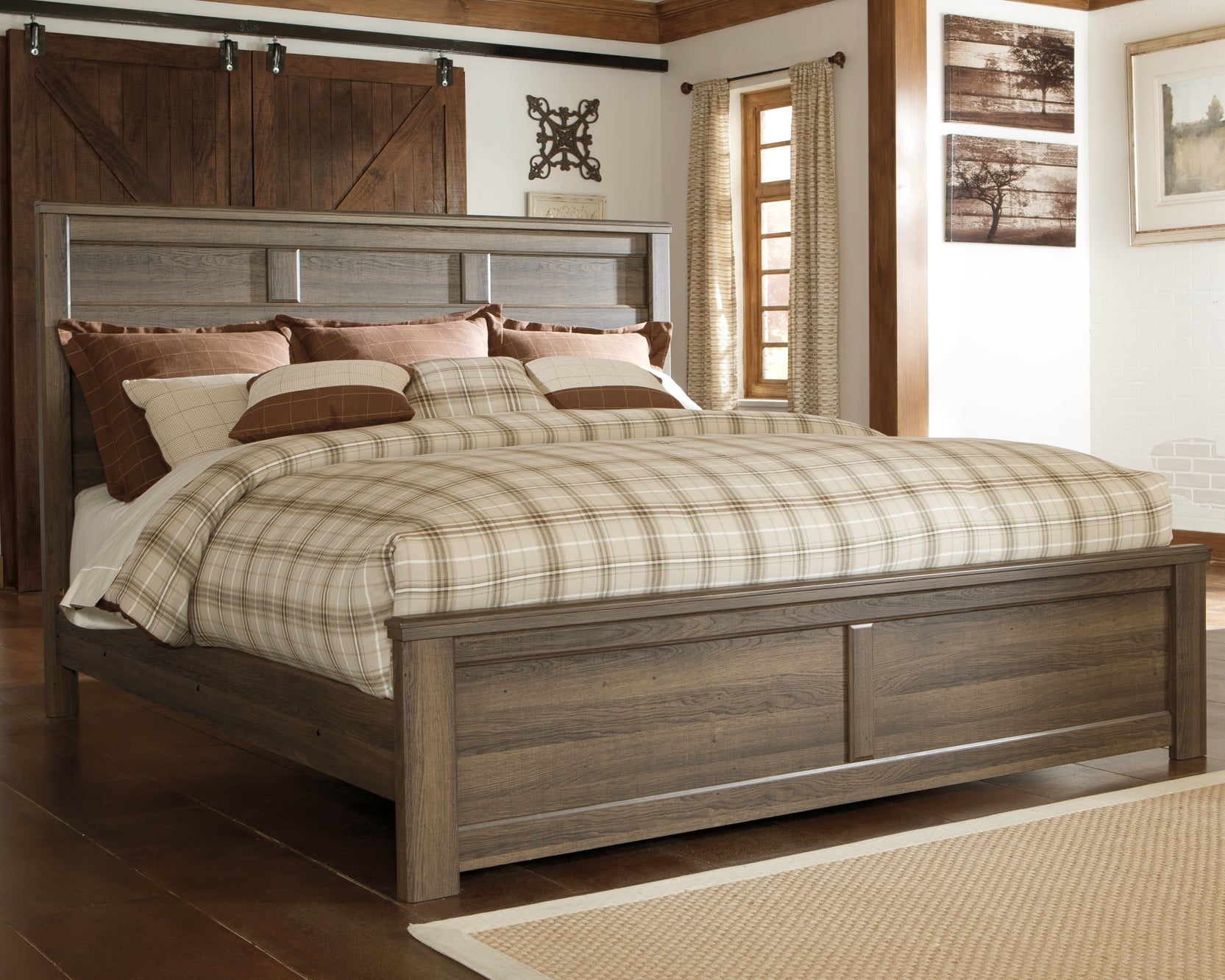 Juararo King Panel Bed with Mirrored Dresser and 2 Nightstands Rent Wise Rent To Own Jacksonville, Florida