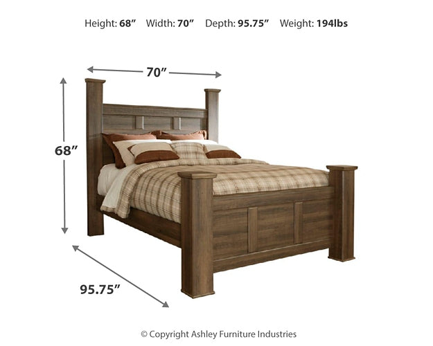 Juararo Queen Poster Bed with Mirrored Dresser and 2 Nightstands Rent Wise Rent To Own Jacksonville, Florida
