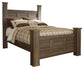 Juararo Queen Poster Bed with Mirrored Dresser and 2 Nightstands Rent Wise Rent To Own Jacksonville, Florida