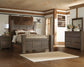 Juararo Queen Poster Bed with Mirrored Dresser and Chest Rent Wise Rent To Own Jacksonville, Florida