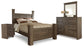 Juararo Queen Poster Headboard with Mirrored Dresser and Nightstand Rent Wise Rent To Own Jacksonville, Florida