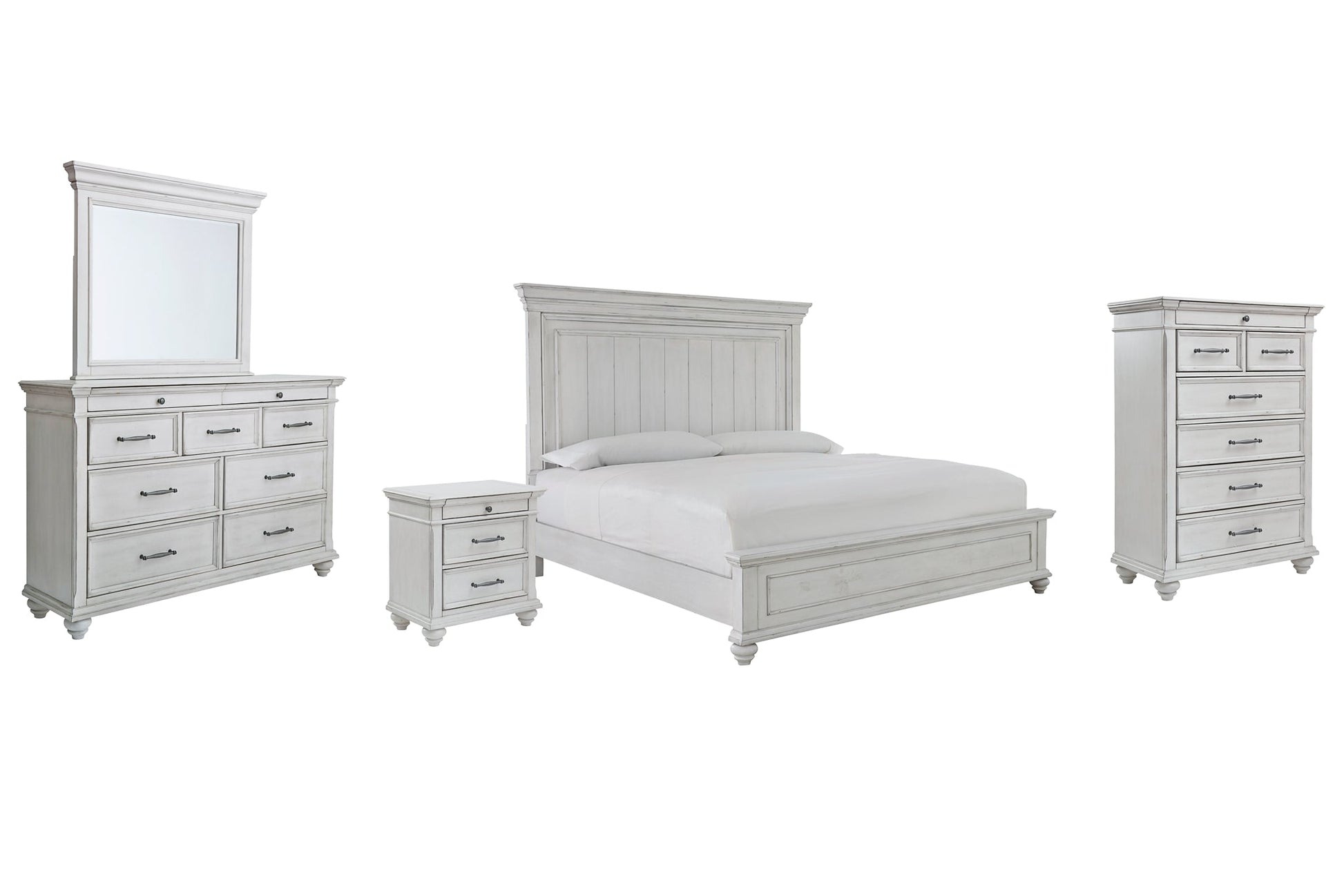 Kanwyn King Panel Bed with Mirrored Dresser, Chest and Nightstand Rent Wise Rent To Own Jacksonville, Florida
