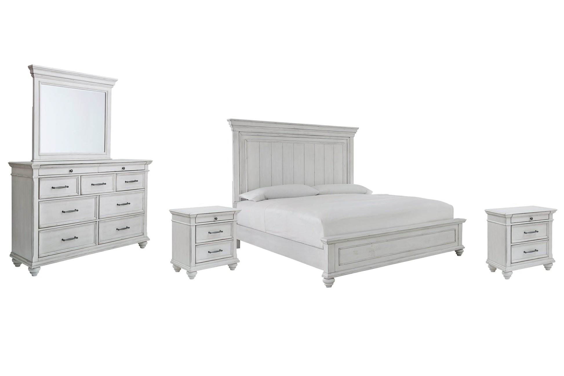 Kanwyn King Panel Bed with Mirrored Dresser and 2 Nightstands Rent Wise Rent To Own Jacksonville, Florida