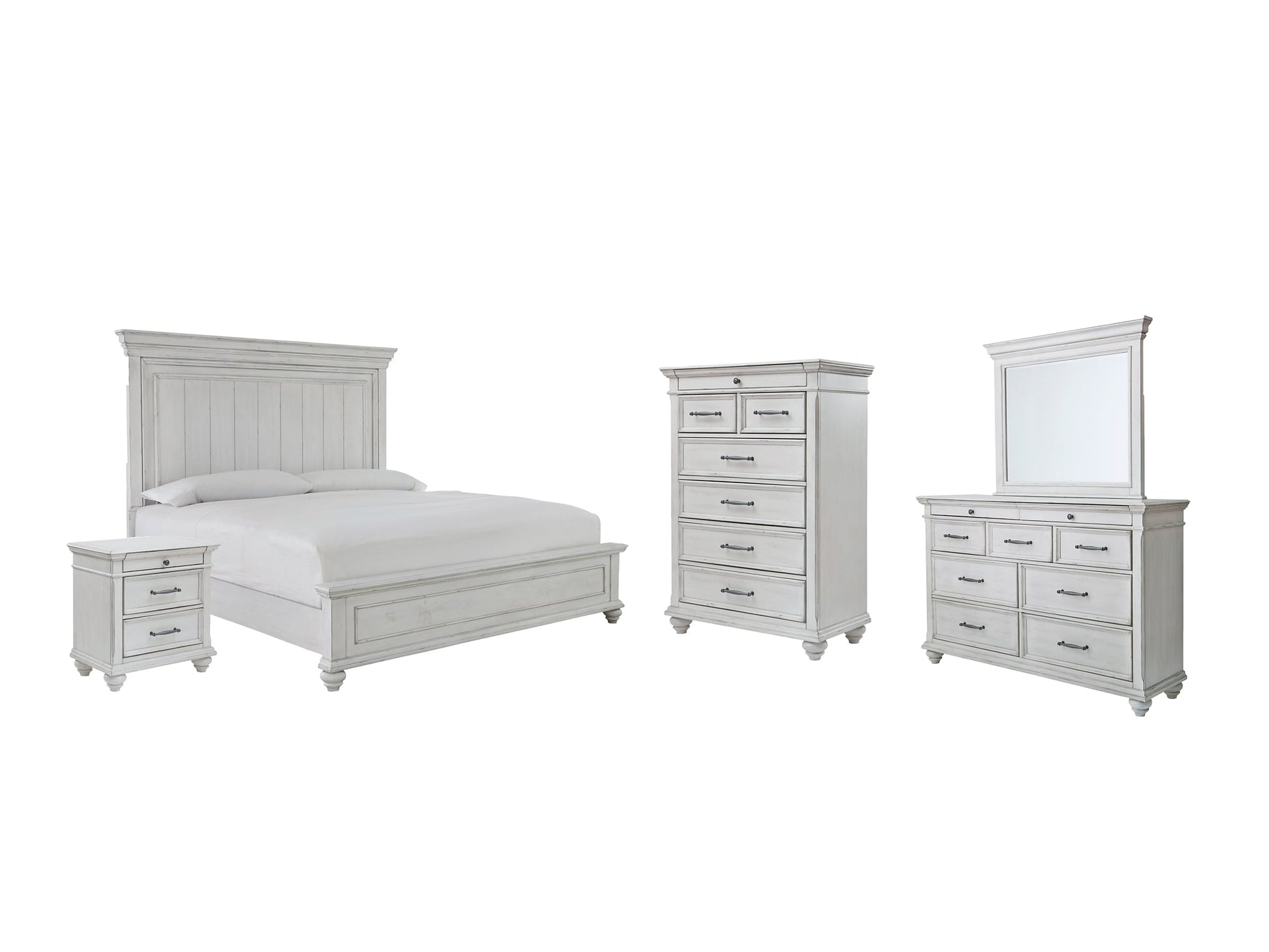 Kanwyn Queen Panel Bed with Mirrored Dresser, Chest and Nightstand Rent Wise Rent To Own Jacksonville, Florida