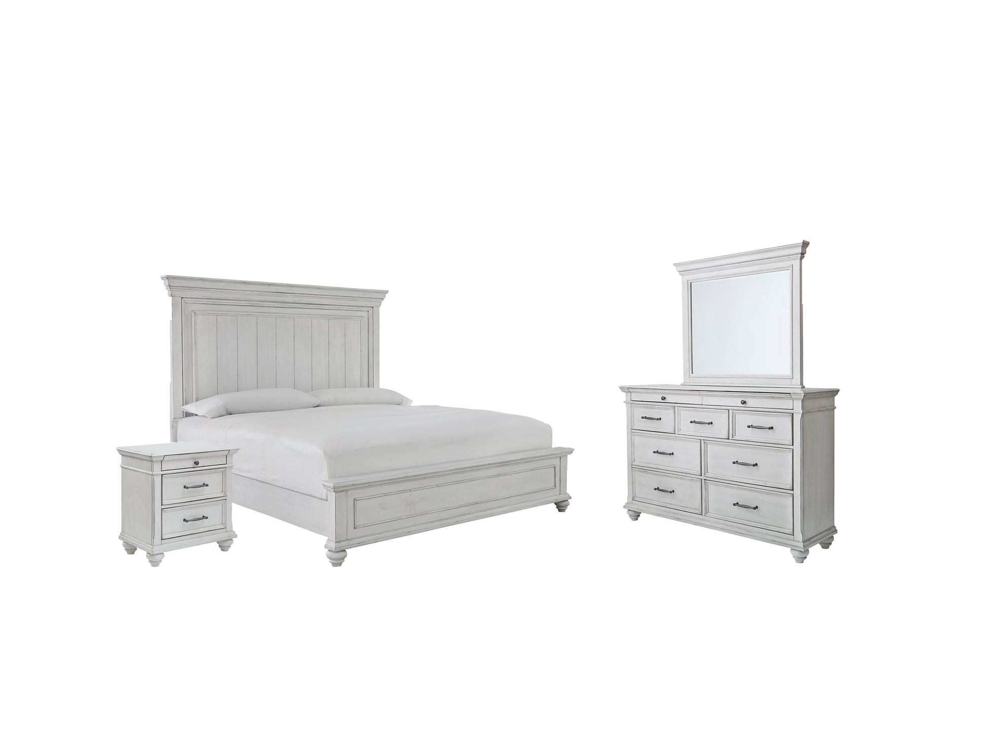 Kanwyn Queen Panel Bed with Mirrored Dresser and 2 Nightstands Rent Wise Rent To Own Jacksonville, Florida