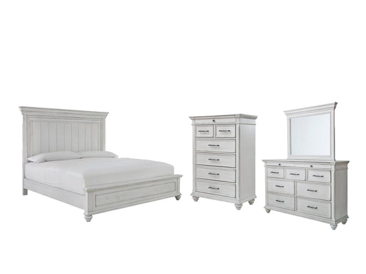 Kanwyn Queen Panel Bed with Mirrored Dresser and Chest Rent Wise Rent To Own Jacksonville, Florida