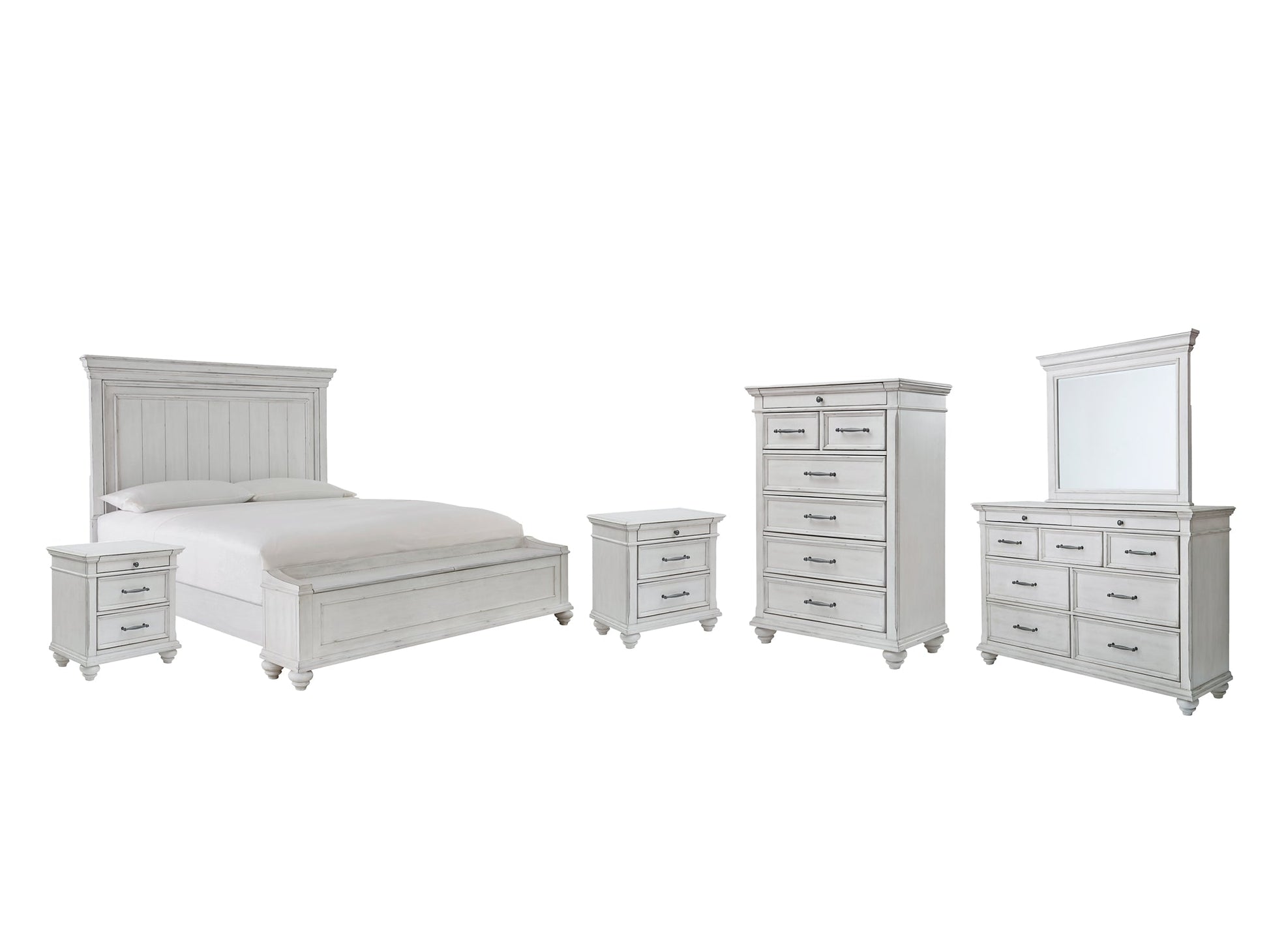 Kanwyn Queen Panel Bed with Storage with Mirrored Dresser, Chest and 2 Nightstands Rent Wise Rent To Own Jacksonville, Florida