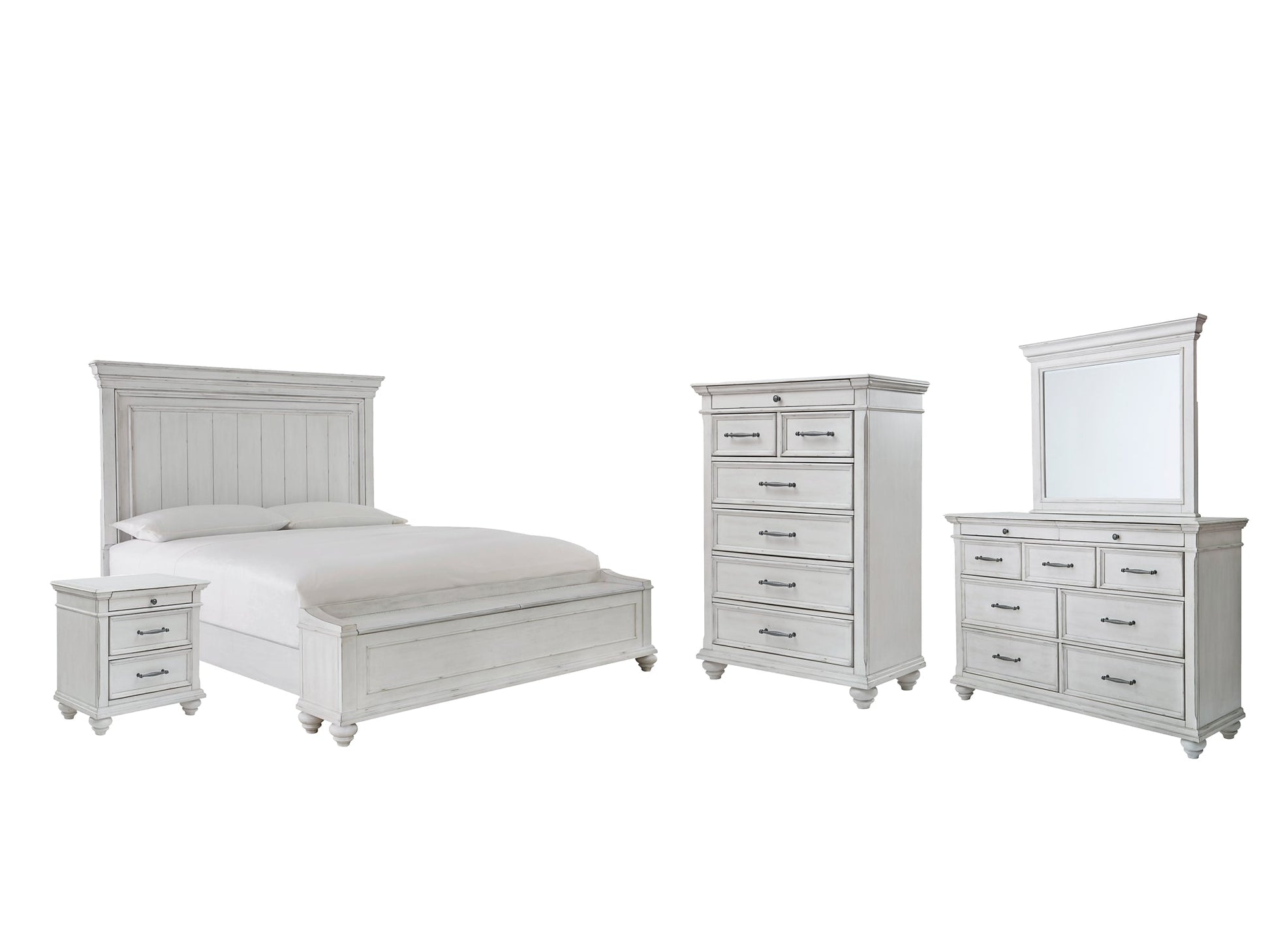 Kanwyn Queen Panel Bed with Storage with Mirrored Dresser, Chest and Nightstand Rent Wise Rent To Own Jacksonville, Florida