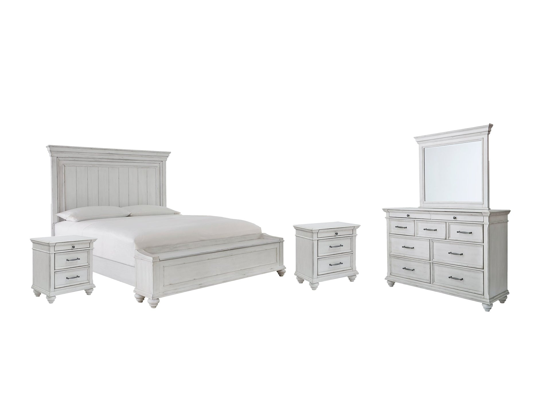 Kanwyn Queen Panel Bed with Storage with Mirrored Dresser and 2 Nightstands Rent Wise Rent To Own Jacksonville, Florida