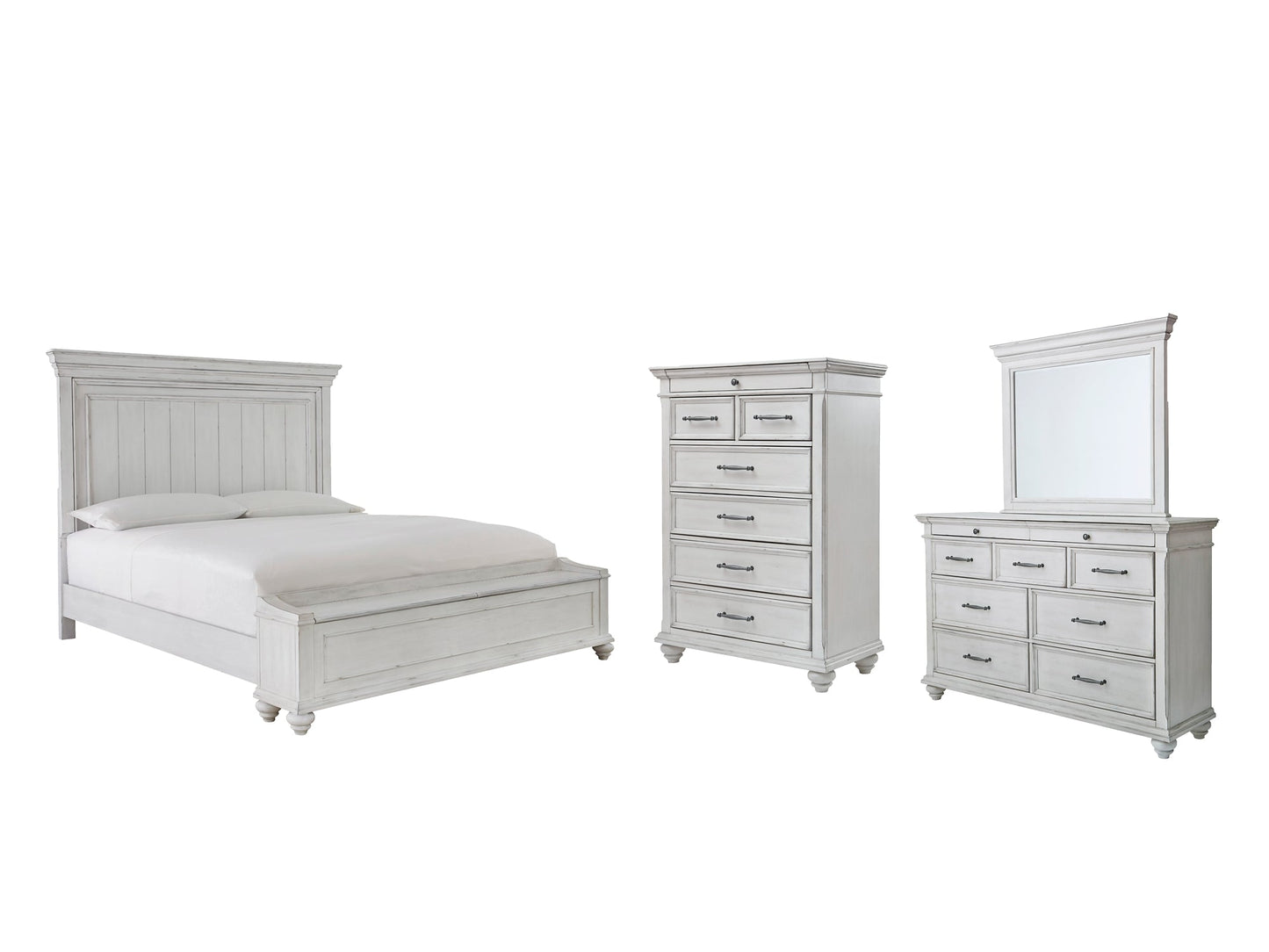 Kanwyn Queen Panel Bed with Storage with Mirrored Dresser and Chest Rent Wise Rent To Own Jacksonville, Florida