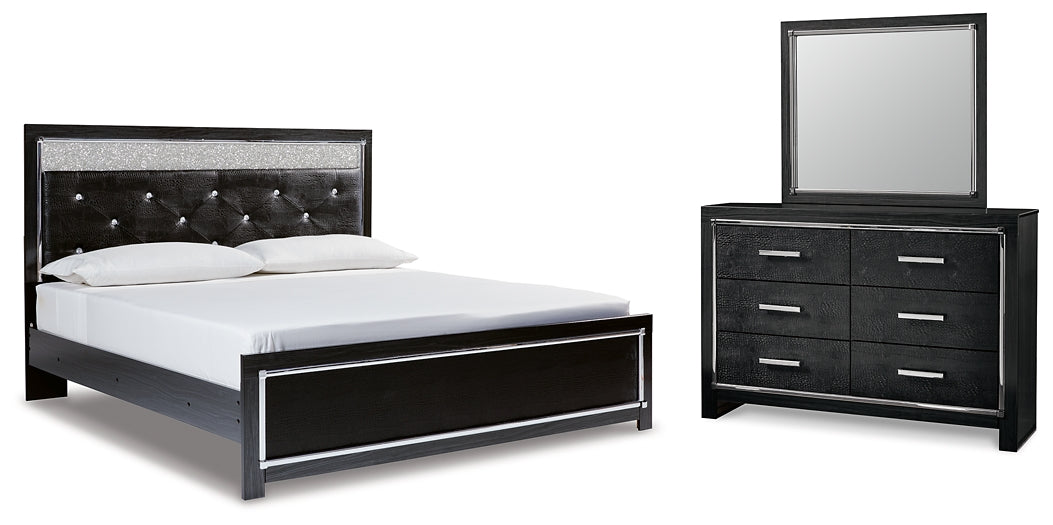 Kaydell King Upholstered Panel Bed with Mirrored Dresser Rent Wise Rent To Own Jacksonville, Florida