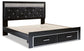 Kaydell King Upholstered Panel Storage Platform Bed with Mirrored Dresser and 2 Nightstands Rent Wise Rent To Own Jacksonville, Florida