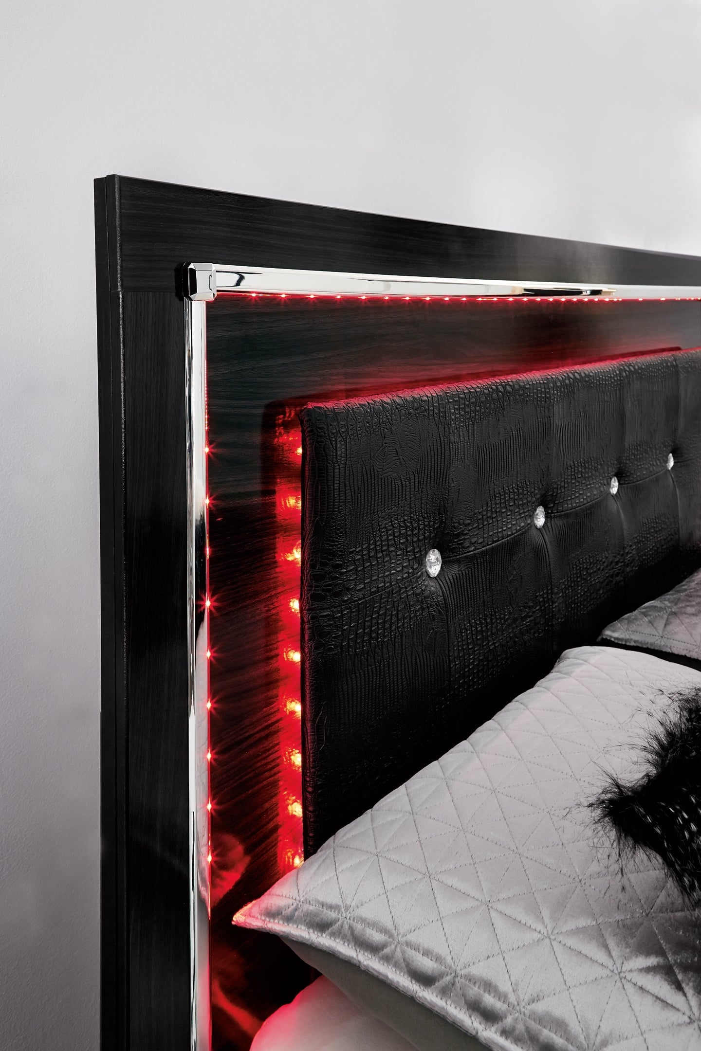 Kaydell Queen Panel Bed with Storage with Mirrored Dresser Rent Wise Rent To Own Jacksonville, Florida