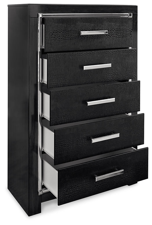 Kaydell Queen Upholstered Panel Bed with Mirrored Dresser and Chest Rent Wise Rent To Own Jacksonville, Florida