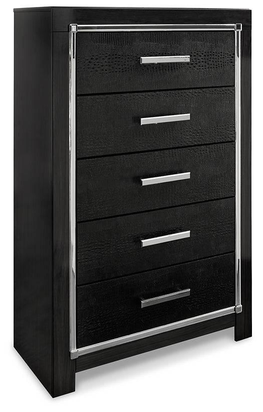 Kaydell Queen Upholstered Panel Bed with Mirrored Dresser and Chest Rent Wise Rent To Own Jacksonville, Florida