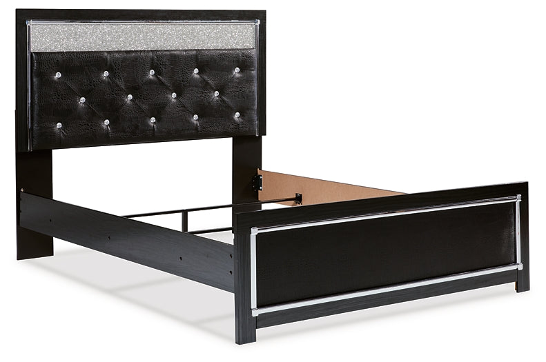 Kaydell Queen Upholstered Panel Bed with Mirrored Dresser and Chest Rent Wise Rent To Own Jacksonville, Florida