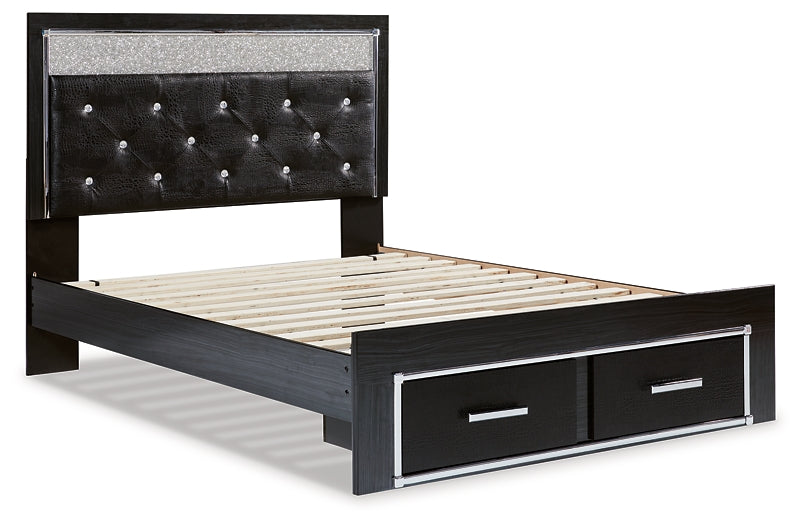 Kaydell Queen Upholstered Panel Storage Platform Bed with Mirrored Dresser, Chest and 2 Nightstands Rent Wise Rent To Own Jacksonville, Florida