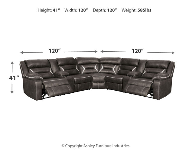 Kincord 3-Piece Power Reclining Sectional Rent Wise Rent To Own Jacksonville, Florida