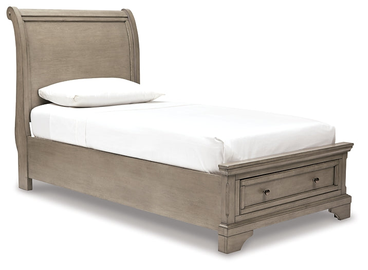 Lettner Twin Sleigh Bed with Mirrored Dresser and Chest Rent Wise Rent To Own Jacksonville, Florida