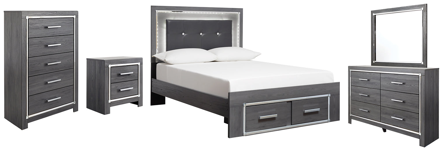 Lodanna Full Panel Bed with 2 Storage Drawers with Mirrored Dresser, Chest and Nightstand Rent Wise Rent To Own Jacksonville, Florida