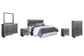 Lodanna King/California King Upholstered Panel Headboard with Mirrored Dresser, Chest and 2 Nightstands Rent Wise Rent To Own Jacksonville, Florida