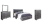 Lodanna King Panel Bed with 2 Storage Drawers with Mirrored Dresser and Chest Rent Wise Rent To Own Jacksonville, Florida