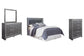 Lodanna Queen/Full Upholstered Panel Headboard with Mirrored Dresser and Chest Rent Wise Rent To Own Jacksonville, Florida