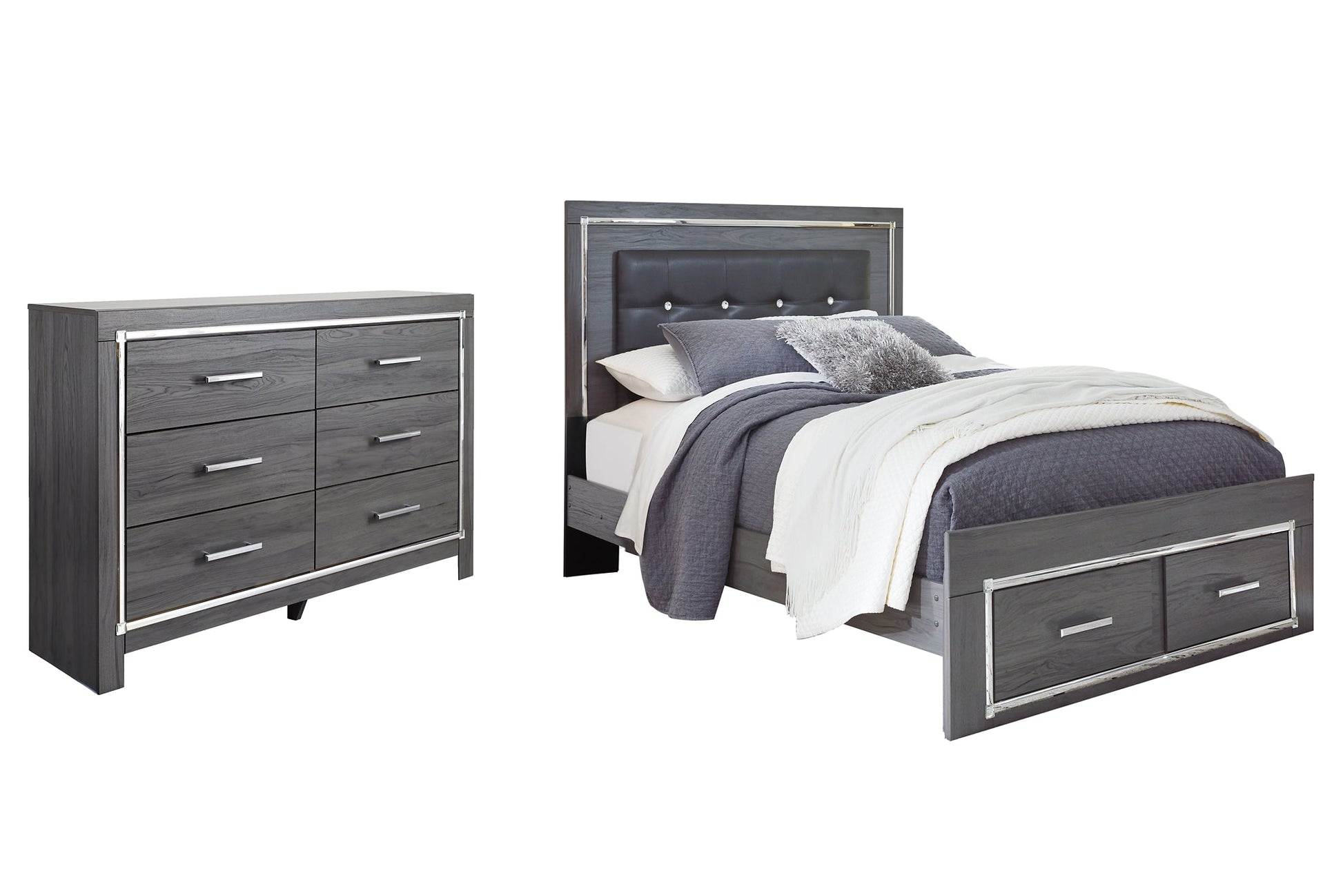 Lodanna Queen Panel Bed with 2 Storage Drawers with Dresser Rent Wise Rent To Own Jacksonville, Florida