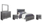 Lodanna Queen Panel Bed with 2 Storage Drawers with Mirrored Dresser and 2 Nightstands Rent Wise Rent To Own Jacksonville, Florida