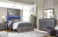 Lodanna Queen Panel Bed with 2 Storage Drawers with Mirrored Dresser and 2 Nightstands Rent Wise Rent To Own Jacksonville, Florida