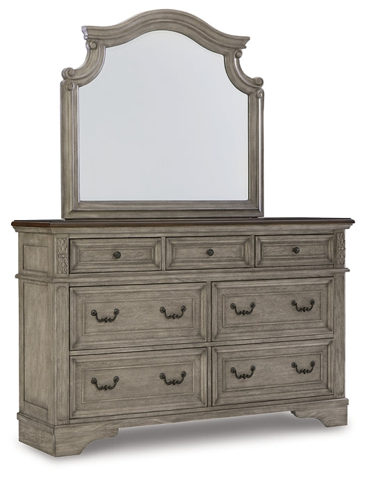 Lodenbay California King Panel Bed with Mirrored Dresser and Chest Rent Wise Rent To Own Jacksonville, Florida