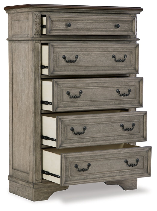 Lodenbay California King Panel Bed with Mirrored Dresser and Chest Rent Wise Rent To Own Jacksonville, Florida