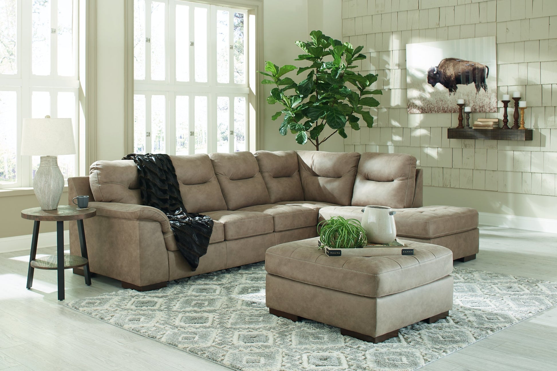 Maderla 2-Piece Sectional with Ottoman Rent Wise Rent To Own Jacksonville, Florida