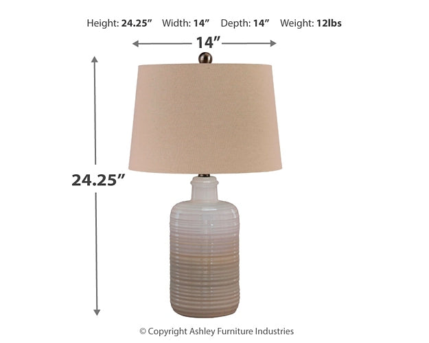 Marnina Ceramic Table Lamp (2/CN) Rent Wise Rent To Own Jacksonville, Florida