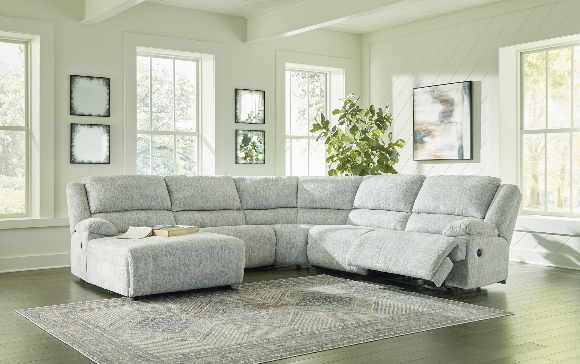 McClelland 5-Piece Reclining Sectional with Chaise Rent Wise Rent To Own Jacksonville, Florida