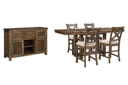 Moriville Counter Height Dining Table and 4 Barstools with Storage Rent Wise Rent To Own Jacksonville, Florida