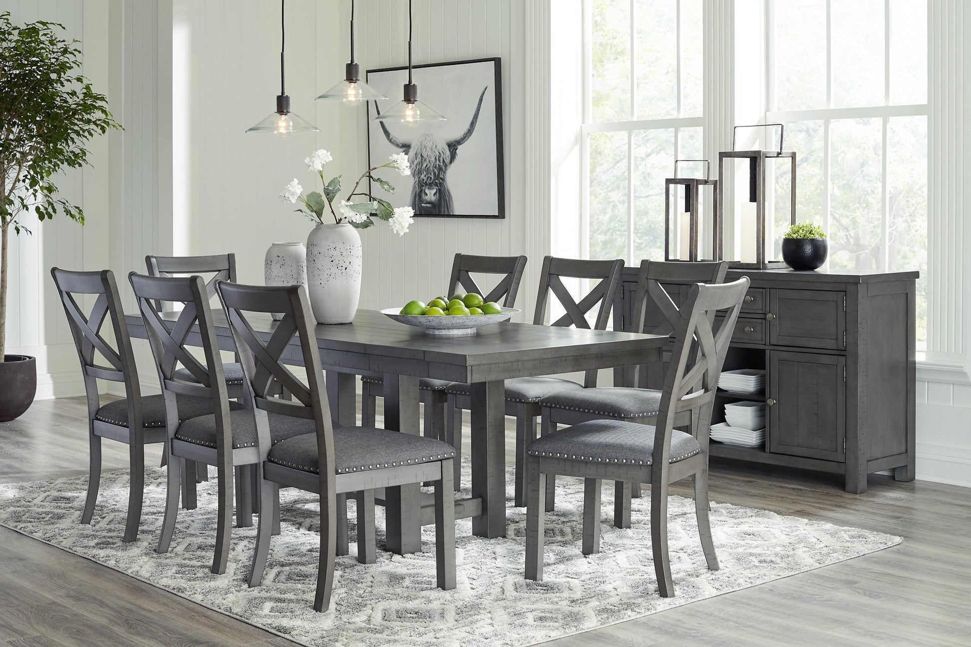 Myshanna Dining Table and 8 Chairs with Storage Rent Wise Rent To Own Jacksonville, Florida