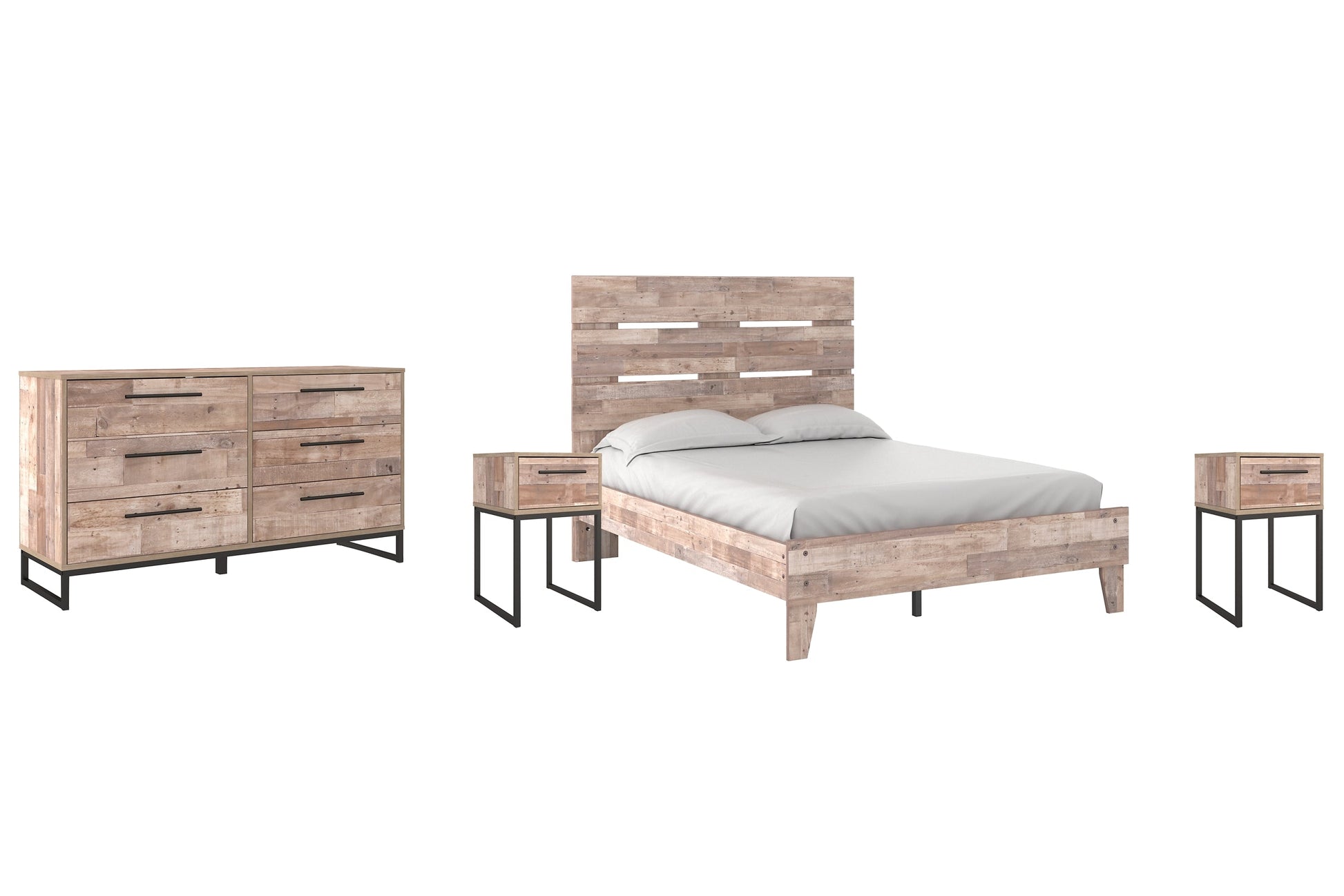Neilsville Full Platform Bed with Dresser and 2 Nightstands Rent Wise Rent To Own Jacksonville, Florida